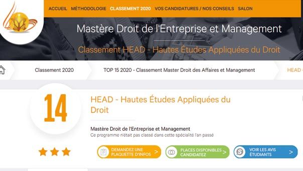 HEAD Classement entreprise