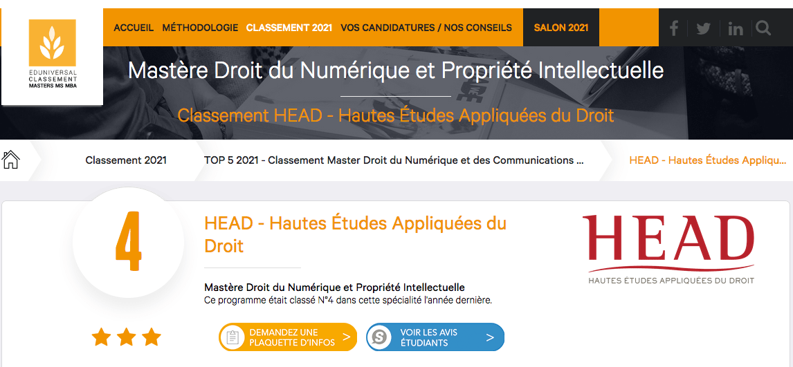 HEAD classement numérique et PI