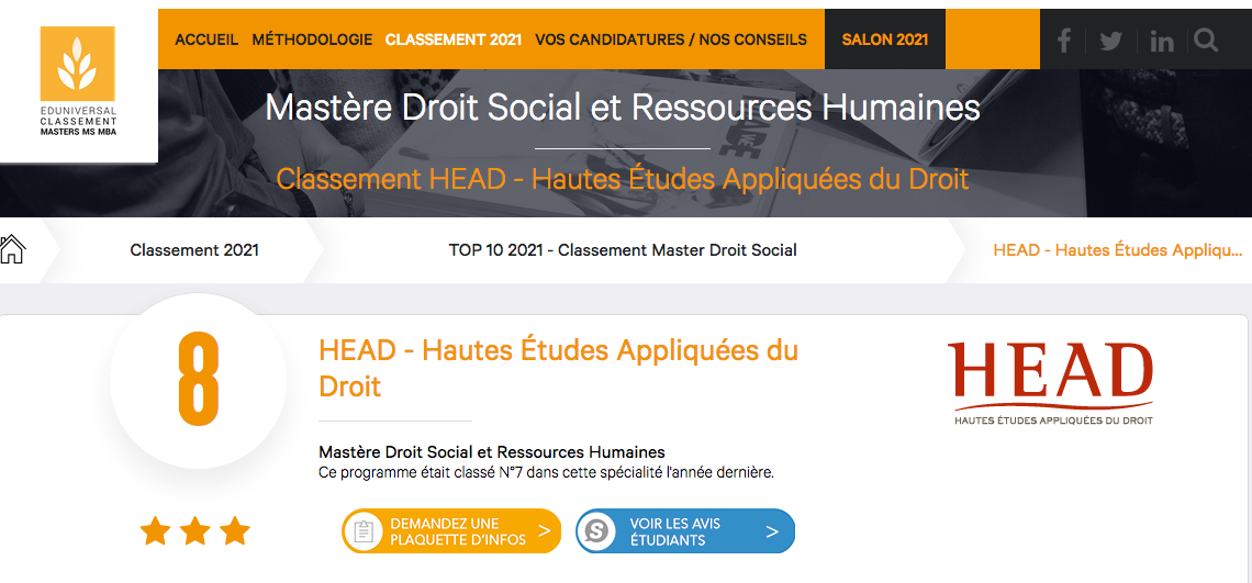 HEAD classement droit social